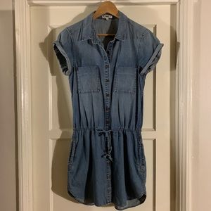 PAIGE ‘mila’ denim sinch-waist collared dress